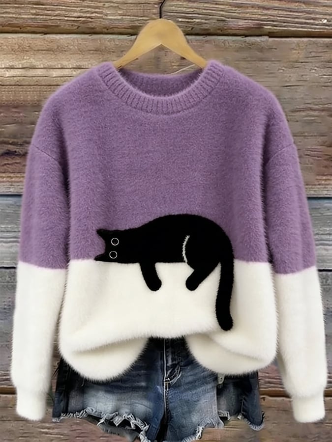 Ana - Jersey Elegante con Diseño de Gato