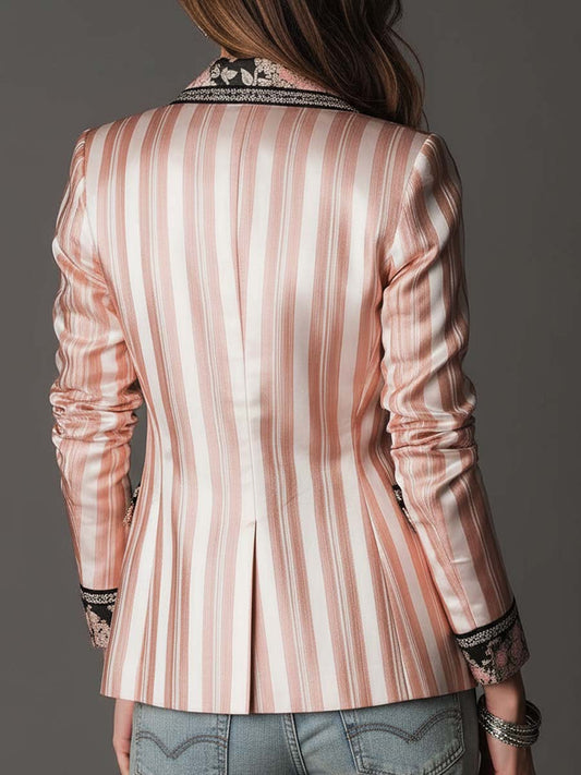 Charo ⎸ Blazer Entallado con Rayas Estilo Bohemio