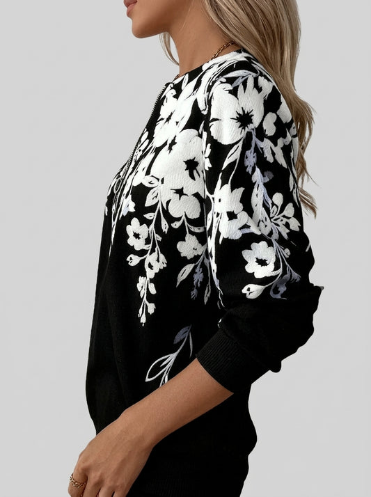 Paqui - Sudadera con Cremallera y Estampado Floral