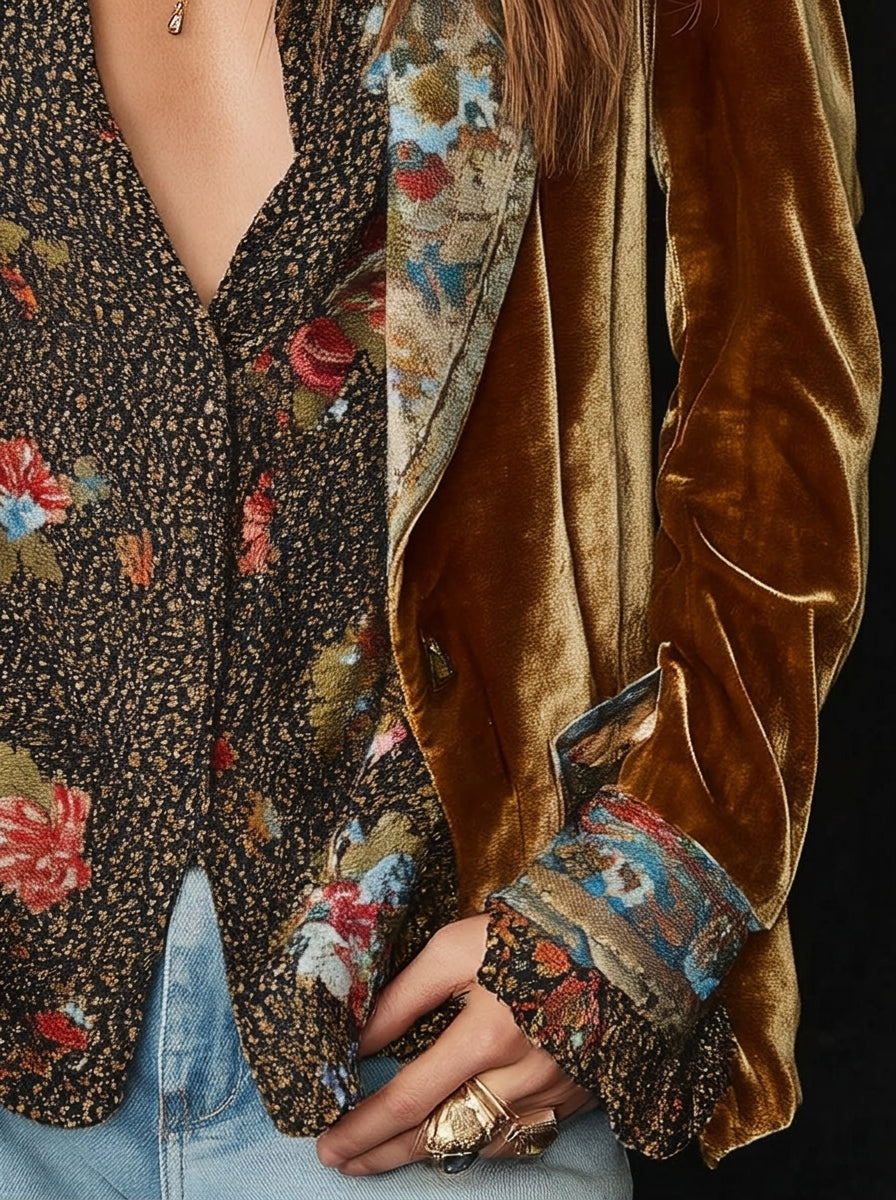 Marcela - Blazer de Patchwork con Estampado Floral Vintage