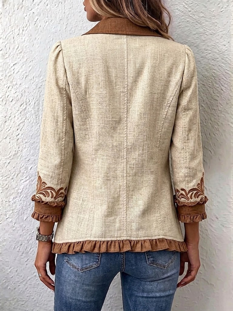 Almudena - Chaqueta Floral Bordada con Volantes