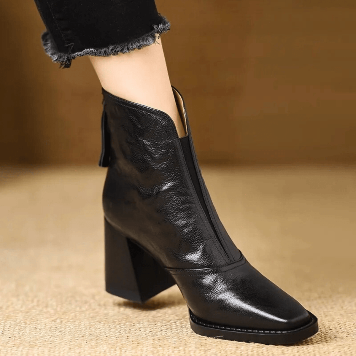 Asunción - Botines de Piel con Tacón Medio