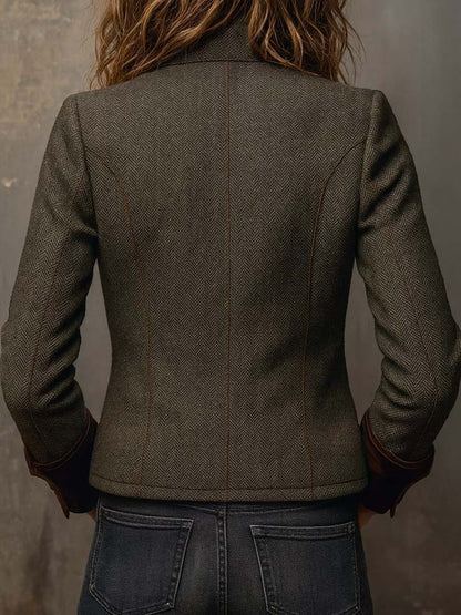 Dolores - Blazer de Sarga con Ribete en Contraste