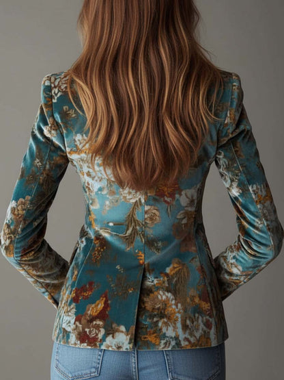 Rosa ⎸ Blazer Entallado de Terciopelo con Estampado Floral