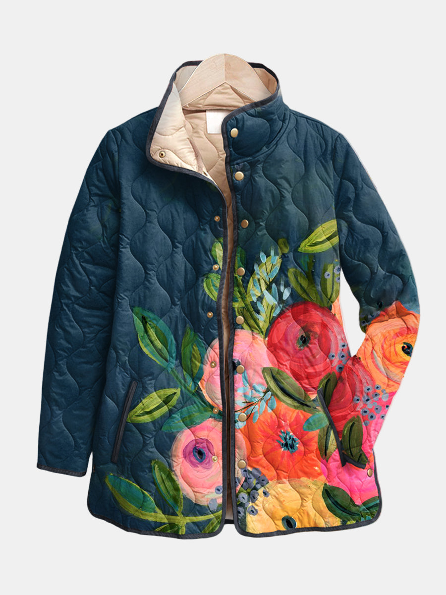 Antonia - Chaqueta Acolchada con Flores Pintadas