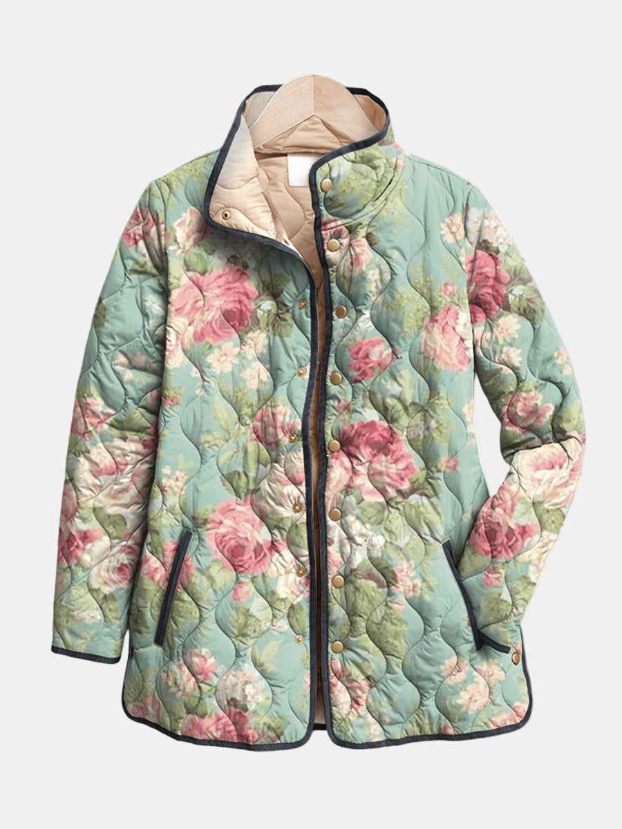 Manuela - Chaqueta Acolchada con Diseño Floral Retro