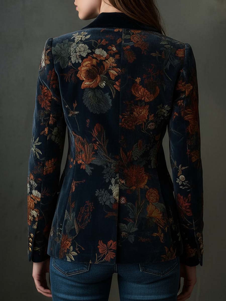 Belén ⎸ Blazer de Terciopelo y Estampado Floral Vintage