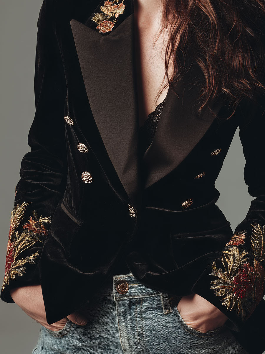 Gloria ⎸ Blazer de Terciopelo de Corte Entallado