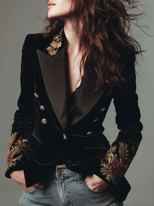 Gloria ⎸ Blazer de Terciopelo de Corte Entallado