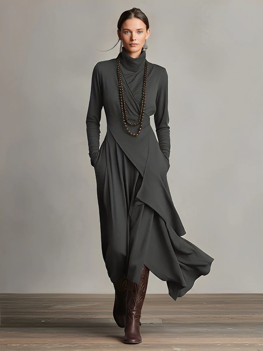 Conchi - Vestido Largo Bohemio con Cuello Alto