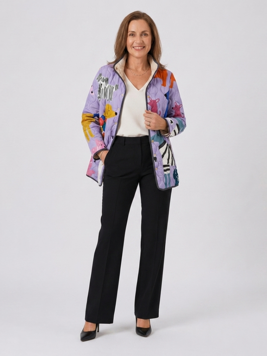 María - Chaqueta Acolchada con Diseño Perruno