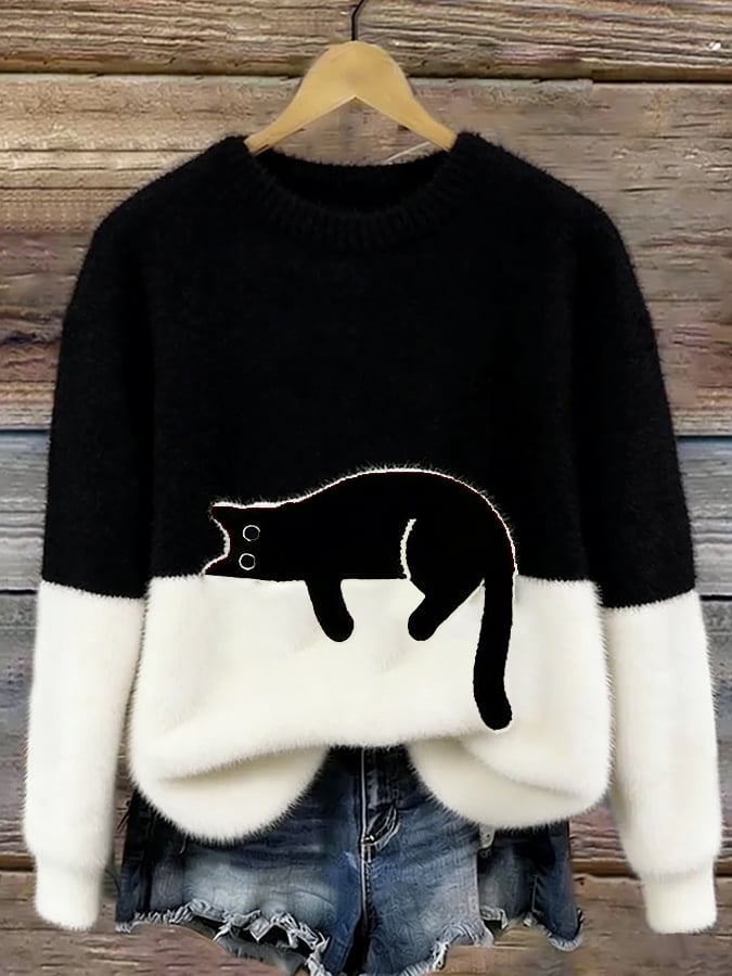 Ana - Jersey Elegante con Diseño de Gato
