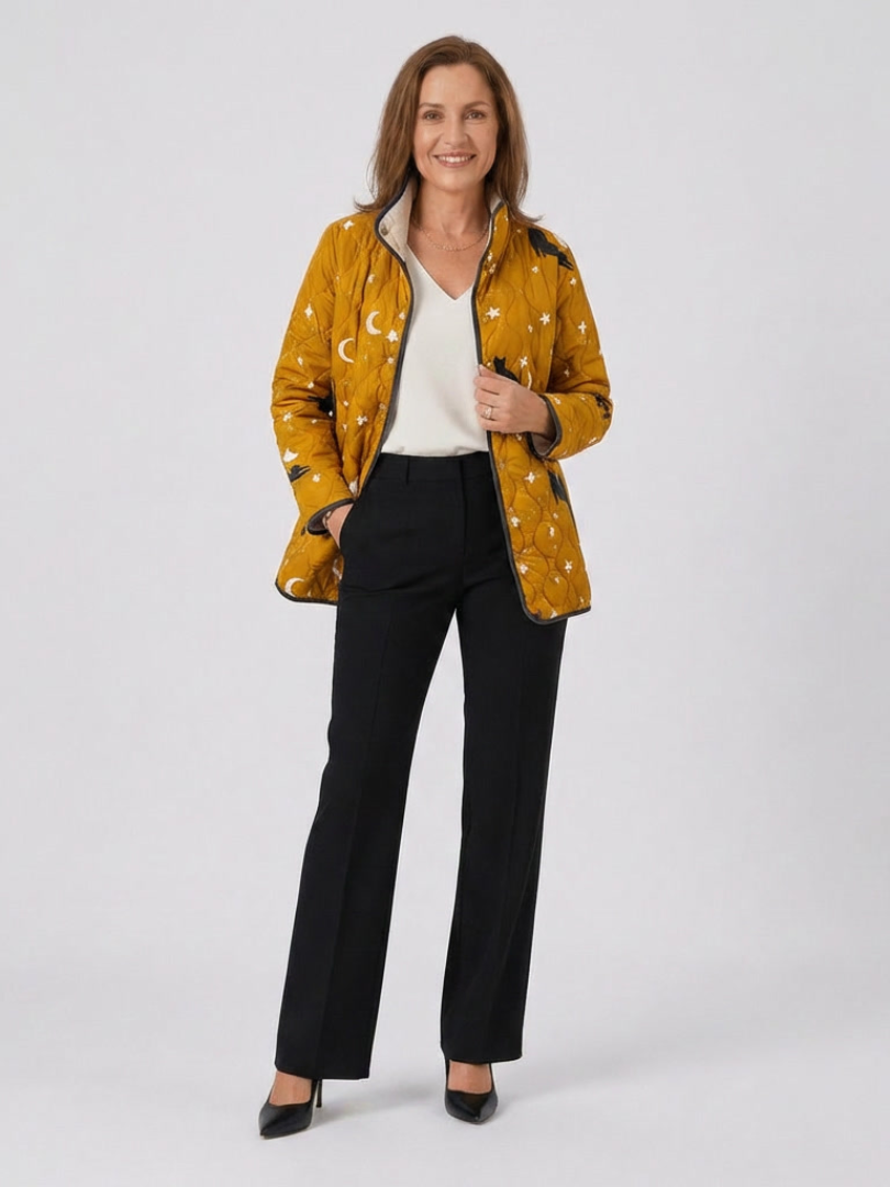 Ana - Chaqueta Acolchada con Diseño de Gatos y Estrellas