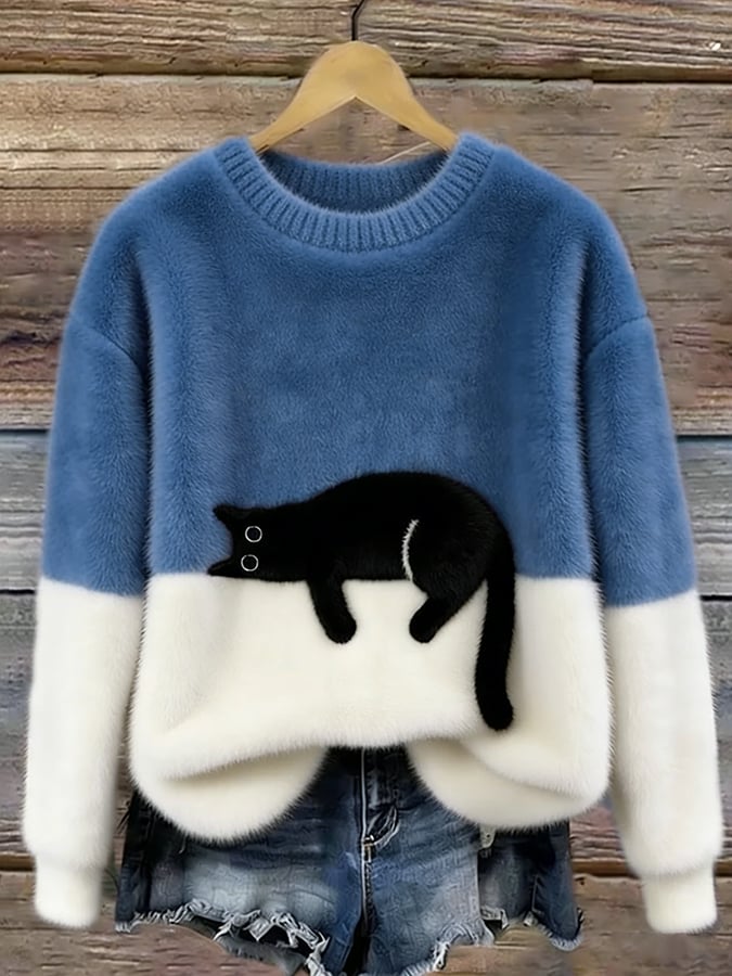 Ana - Jersey Elegante con Diseño de Gato