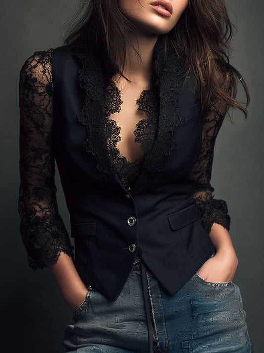 Teresa - Blazer con Mangas Semitransparentes