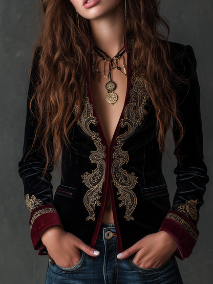 Raquel ⎸ Chaqueta Vintage de Terciopelo con Bordados Barrocos