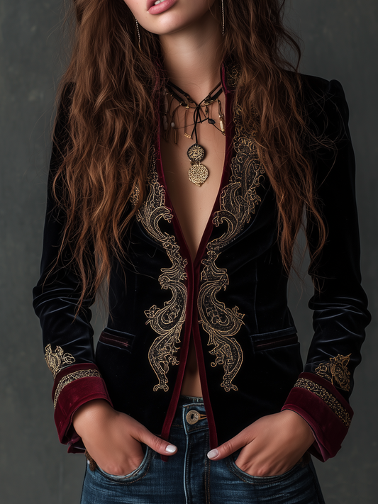 Raquel ⎸ Chaqueta Vintage de Terciopelo con Bordados Barrocos