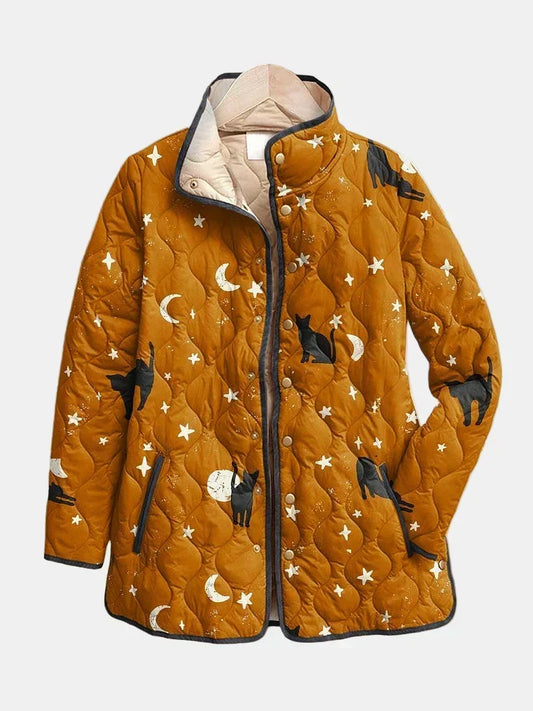 Ana - Chaqueta Acolchada con Diseño de Gatos y Estrellas