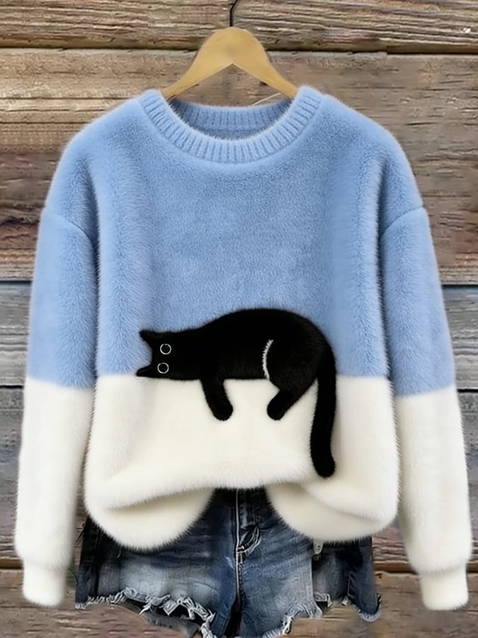 Ana - Jersey Elegante con Diseño de Gato
