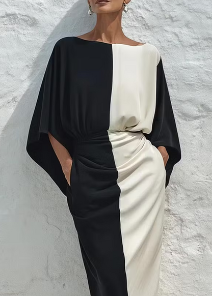 Conjunto de Dos Piezas en Contraste de Color Blanco y Negro
