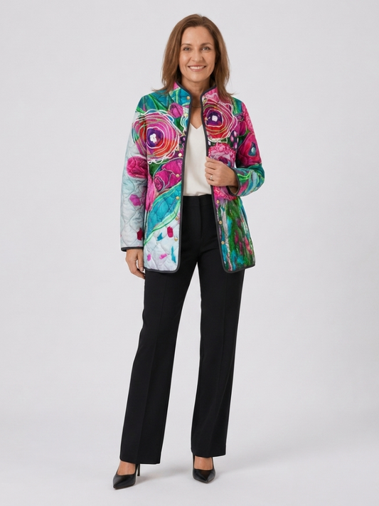 Asunción - Chaqueta Acolchada con Diseño Acuarela Floral