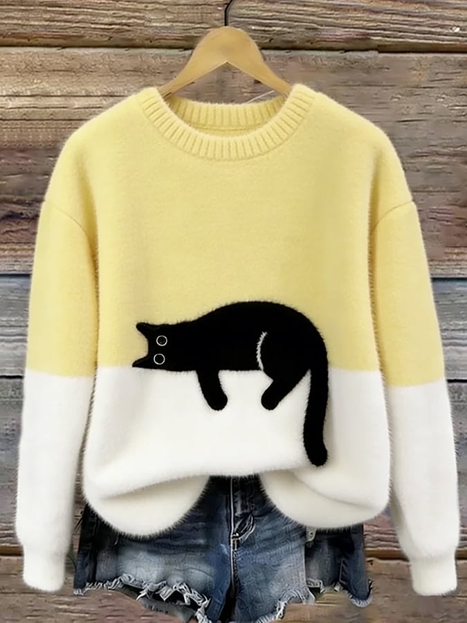 Ana - Jersey Elegante con Diseño de Gato