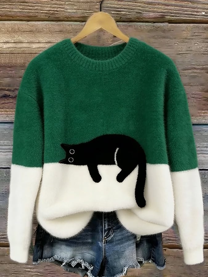 Ana - Jersey Elegante con Diseño de Gato