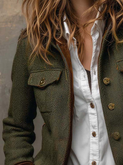 Dolores - Blazer de Sarga con Ribete en Contraste