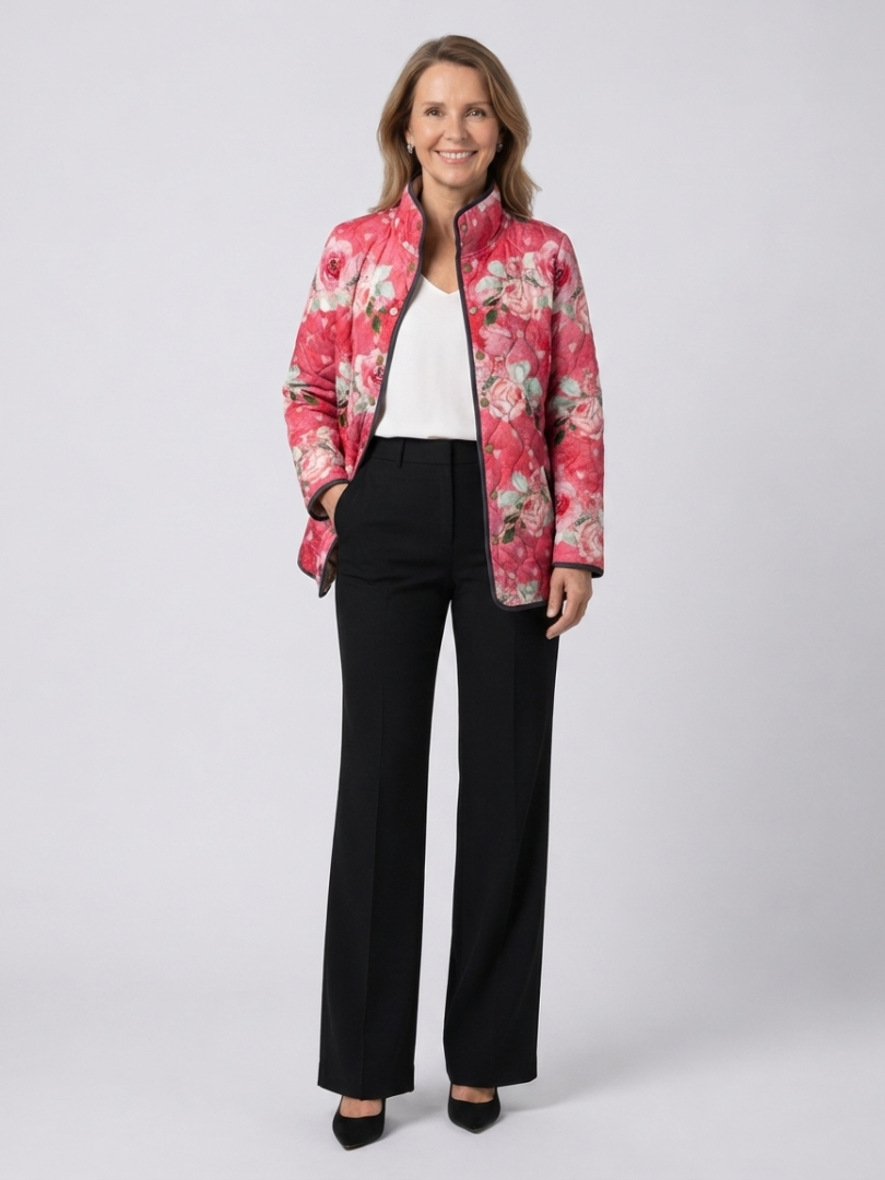 Dolores - Chaqueta Acolchada con Rosas Empolvadas