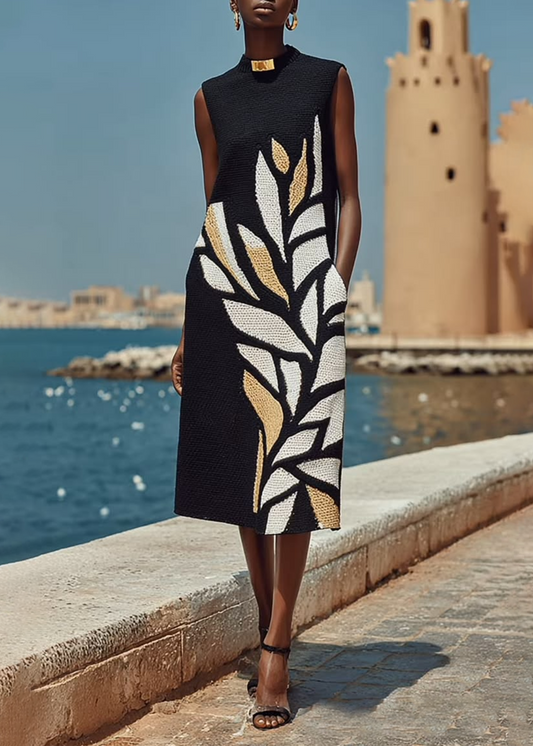 Vestido Midi Sin Mangas con Estampado