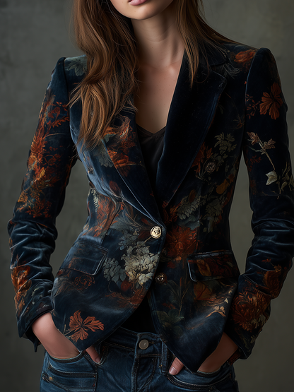 Belén ⎸ Blazer de Terciopelo y Estampado Floral Vintage
