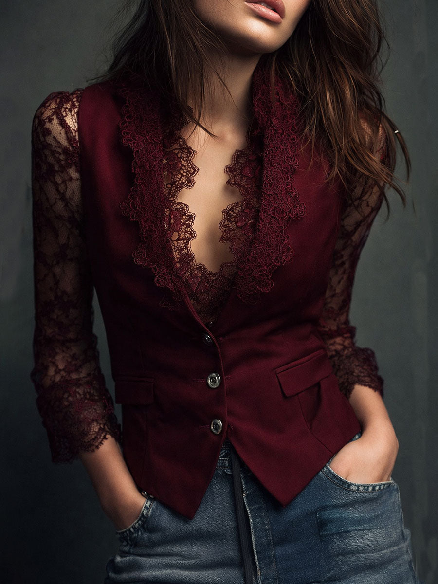 Teresa - Blazer con Mangas Semitransparentes