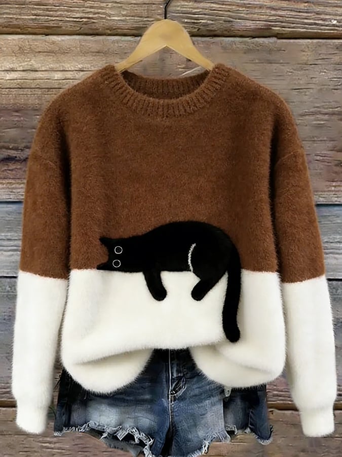 Ana - Jersey Elegante con Diseño de Gato