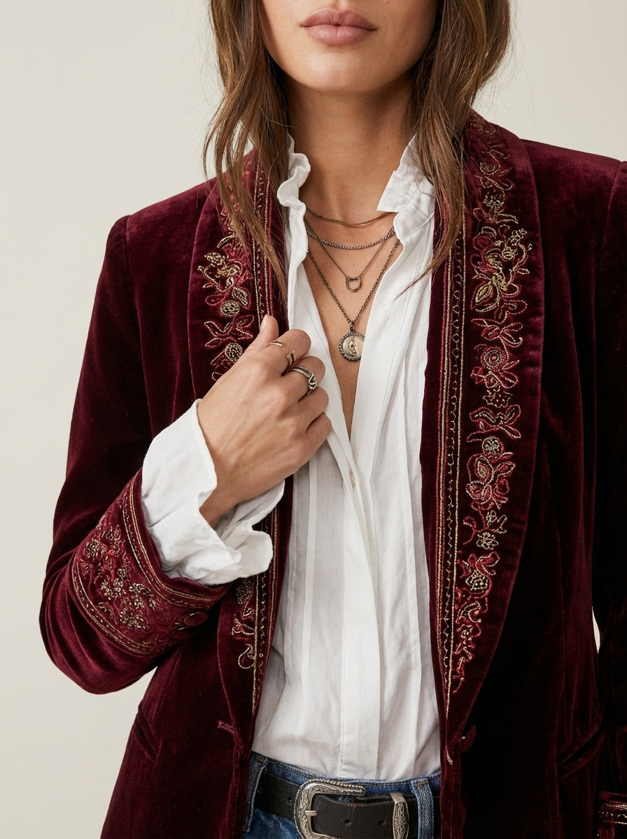 Nuria - Chaqueta Elegante de Terciopelo