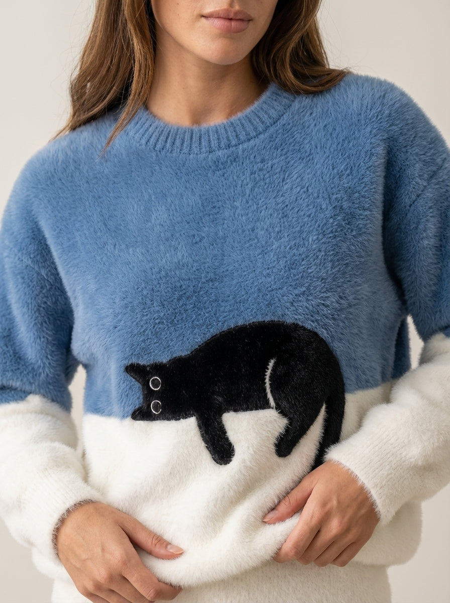 Luna - Sudadera para Mujer con Gráfico de Gato