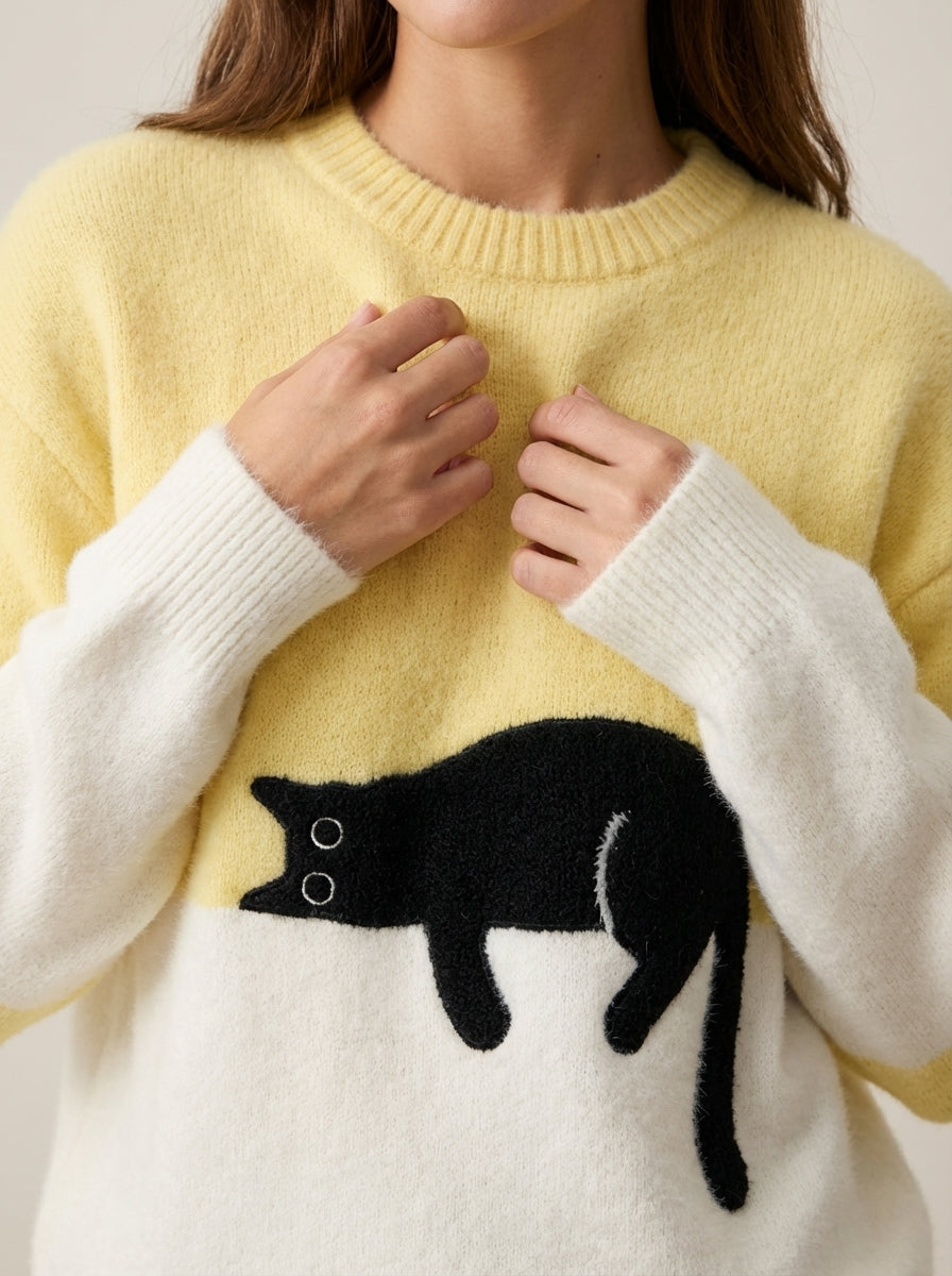 Luna - Sudadera para Mujer con Gráfico de Gato