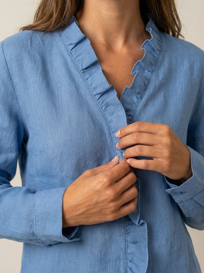 Indie - Blusa con Volantes y Cuello en V