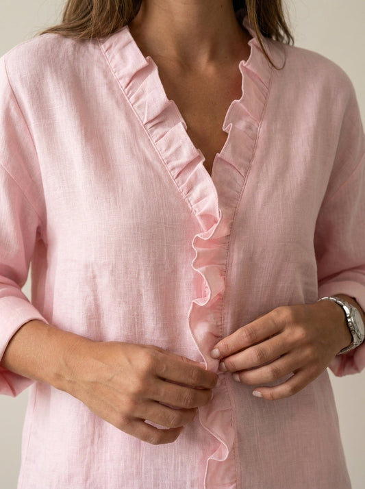 Indie - Blusa con Volantes y Cuello en V