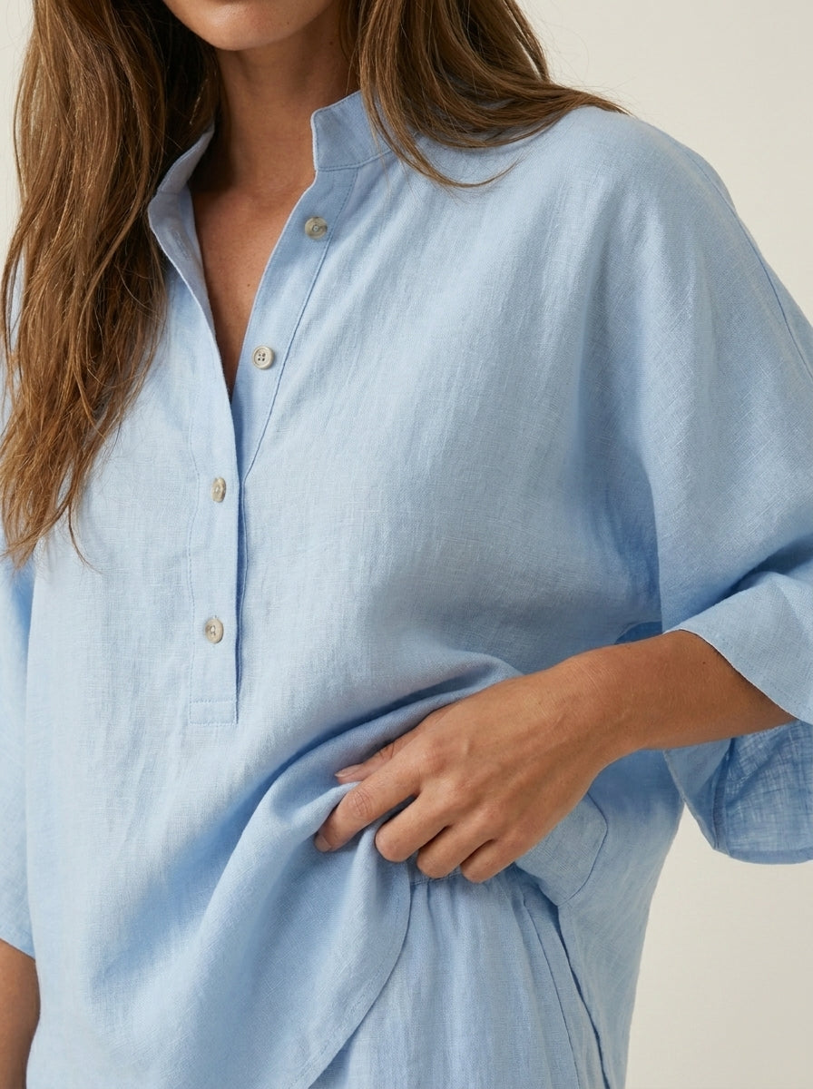 Maribel - Conjunto de Lino con Mangas Murciélago y Pantalón Ancho