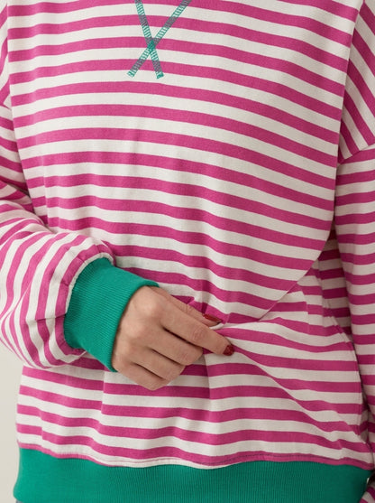 Isabella - Camiseta Manga Larga a Rayas con Cuello Redondo