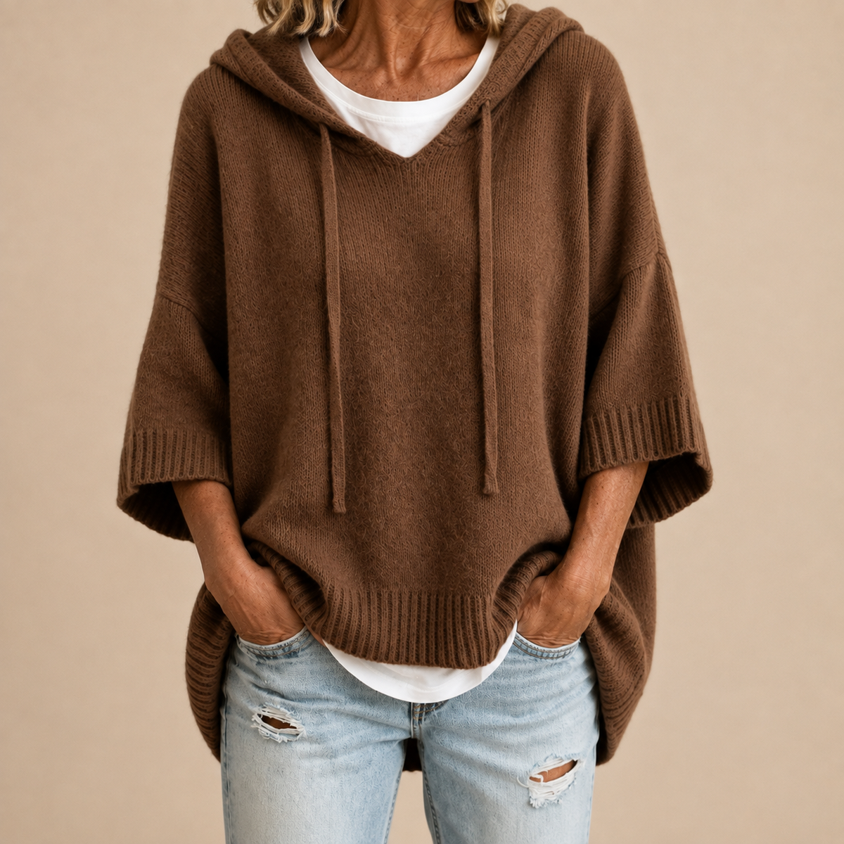 Roberta - Jersey de Punto con Capucha y Mangas