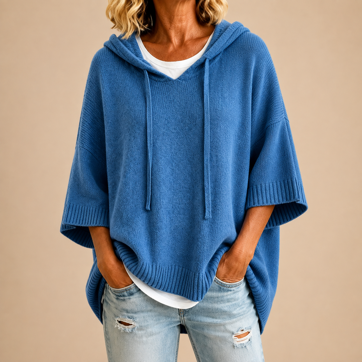 Roberta - Jersey de Punto con Capucha y Mangas