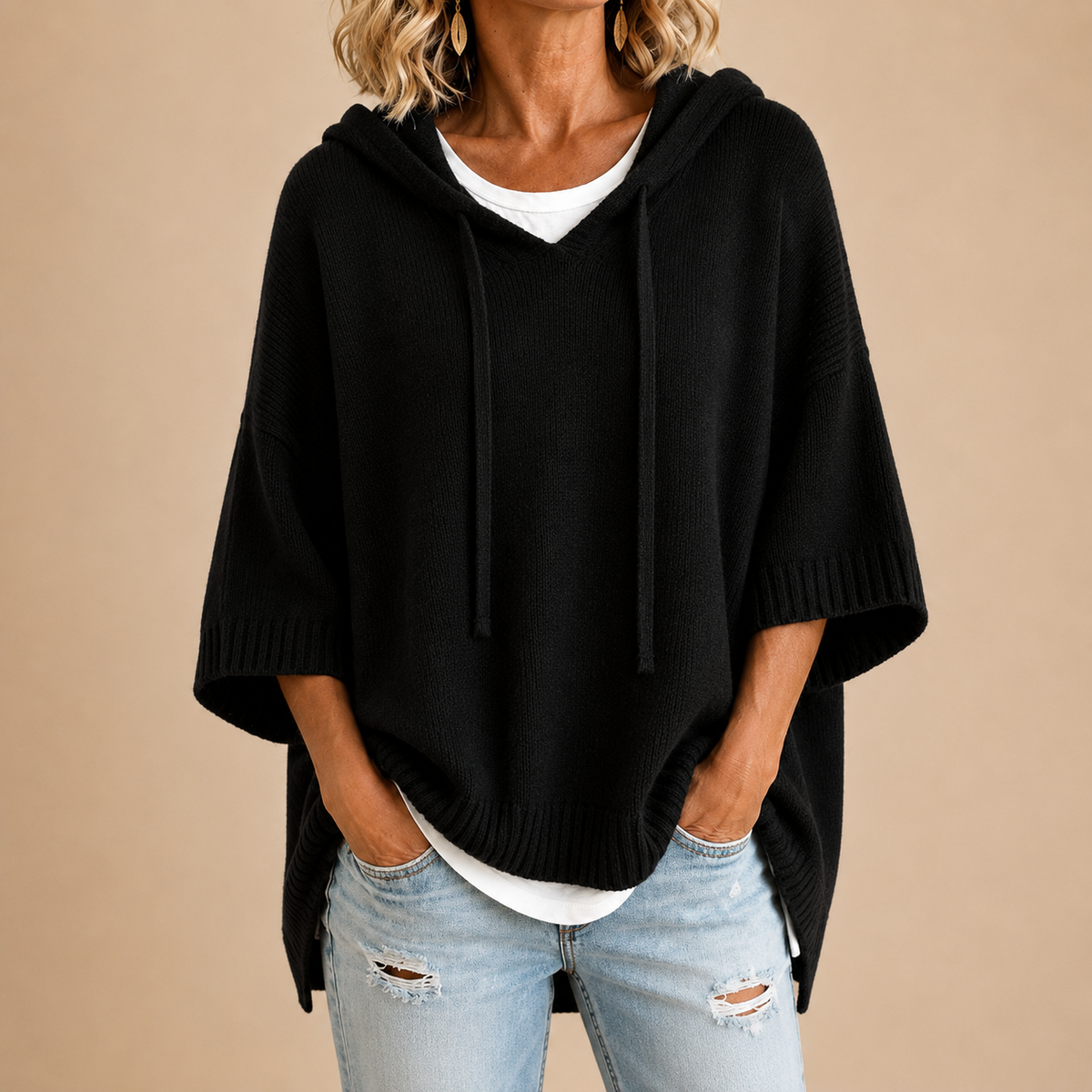 Roberta - Jersey de Punto con Capucha y Mangas