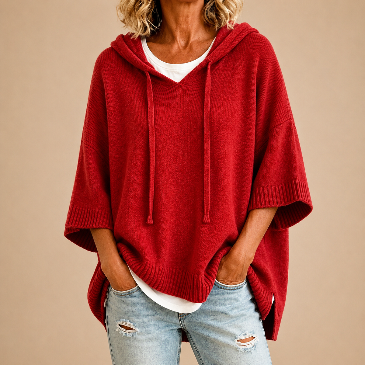 Roberta - Jersey de Punto con Capucha y Mangas
