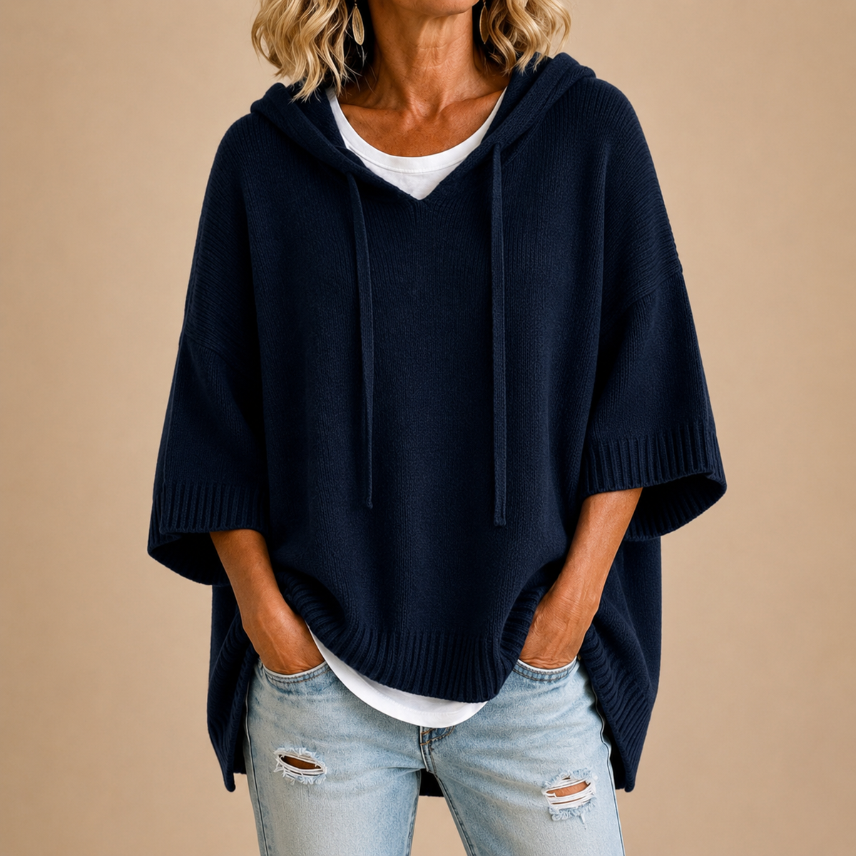 Roberta - Jersey de Punto con Capucha y Mangas