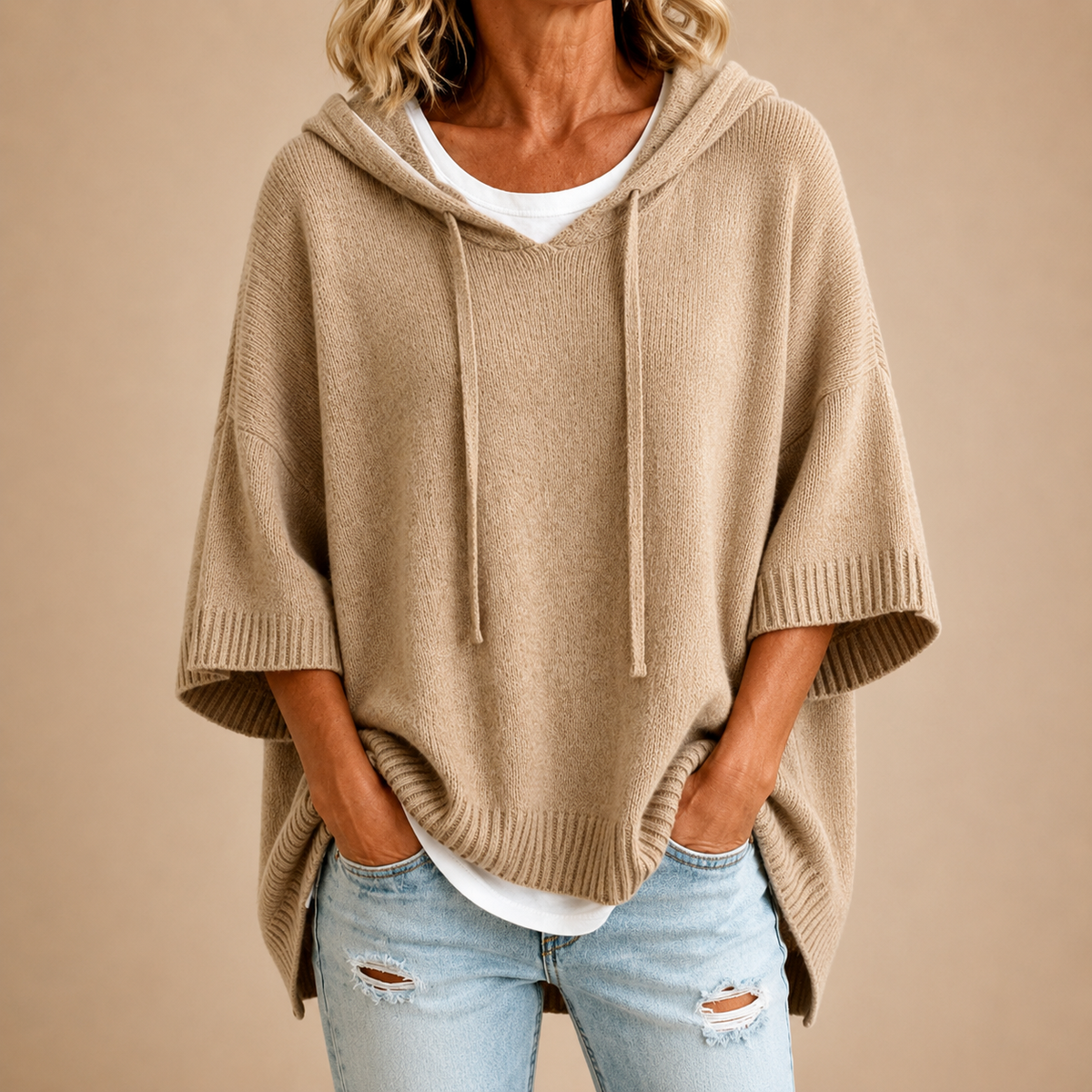 Roberta - Jersey de Punto con Capucha y Mangas