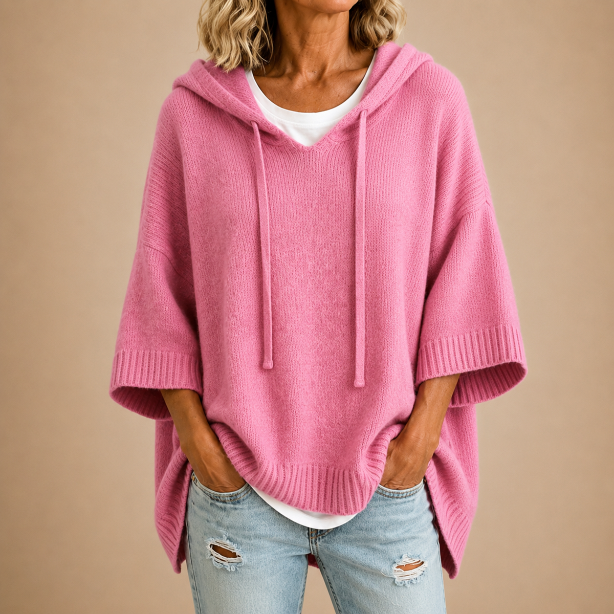 Roberta - Jersey de Punto con Capucha y Mangas