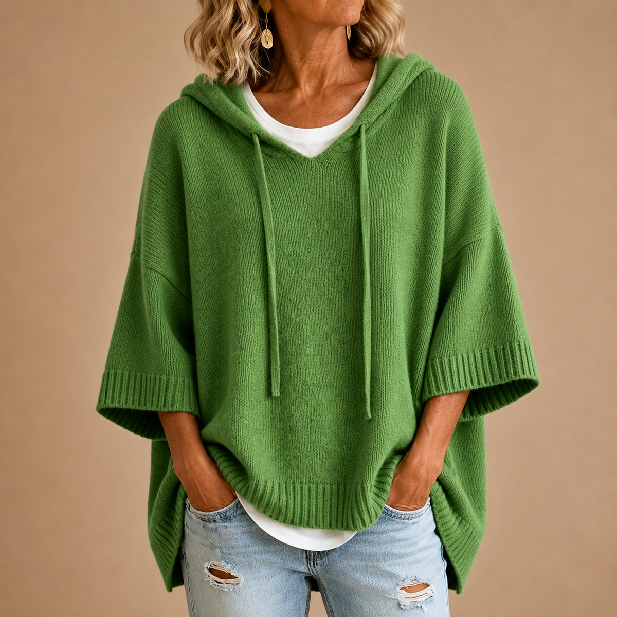 Roberta - Jersey de Punto con Capucha y Mangas