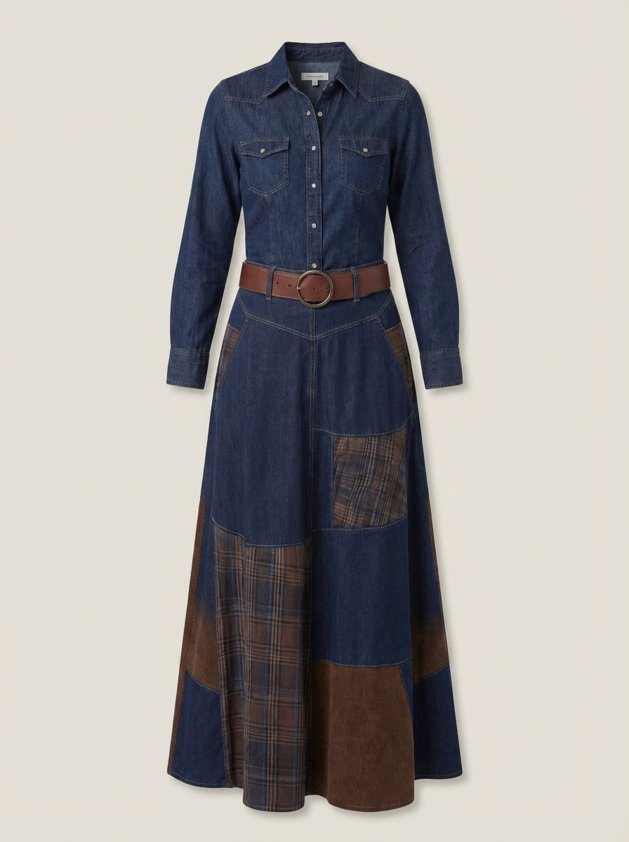 Azucena - Vestido Maxi de Ante con Cinturón