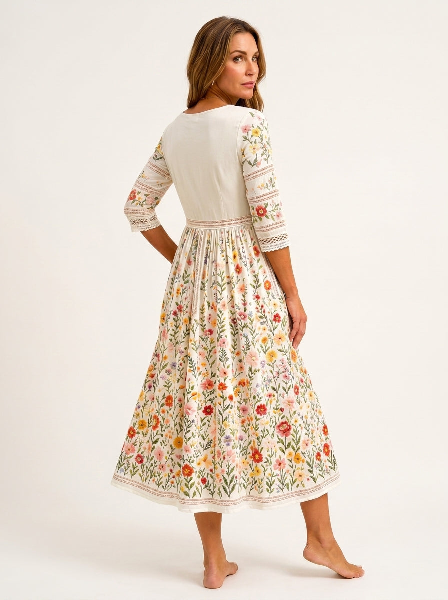 María - Vestido Midi Estampado Floral